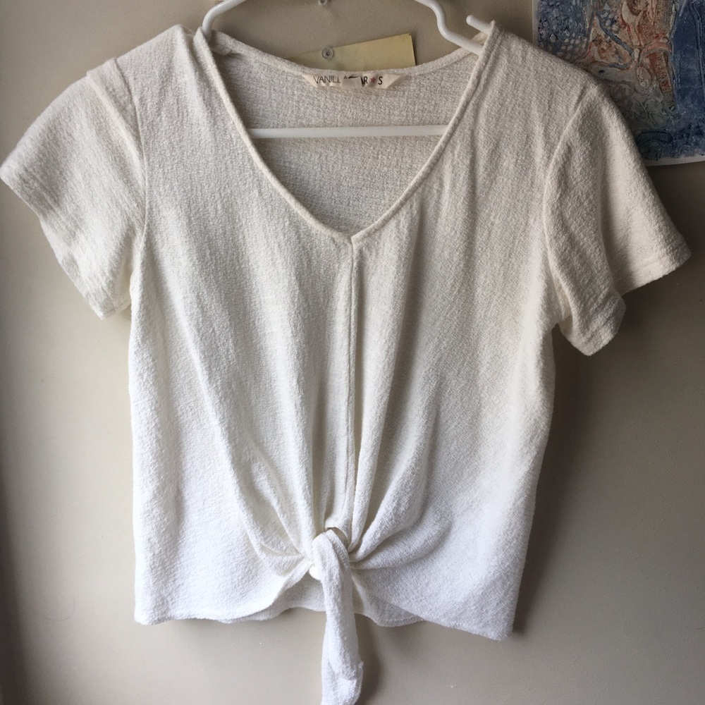 White blouse with front tie